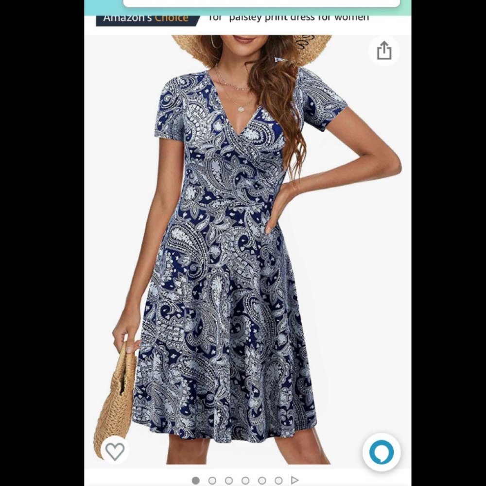 Navy and off white Paisley Dress size Lg